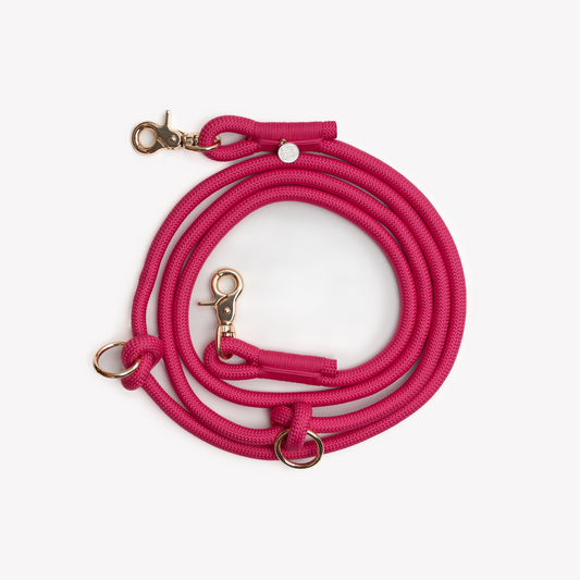 FURLOU Hands Free Dog Leash in pink with adjustable loops and sturdy clips for easy handling
