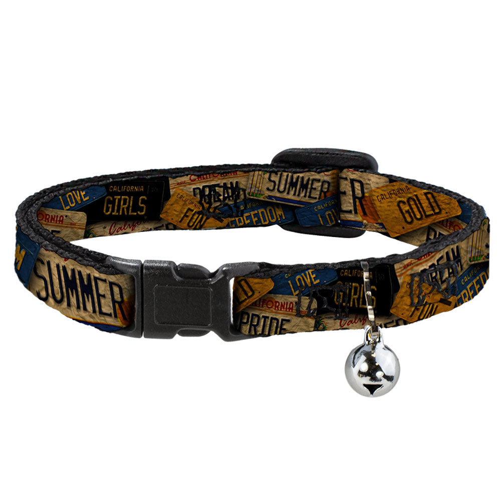 Cat Collar Breakaway - Cali License Plates Stacked Vintage - Breakaway Cat Collars - Buckle - Down