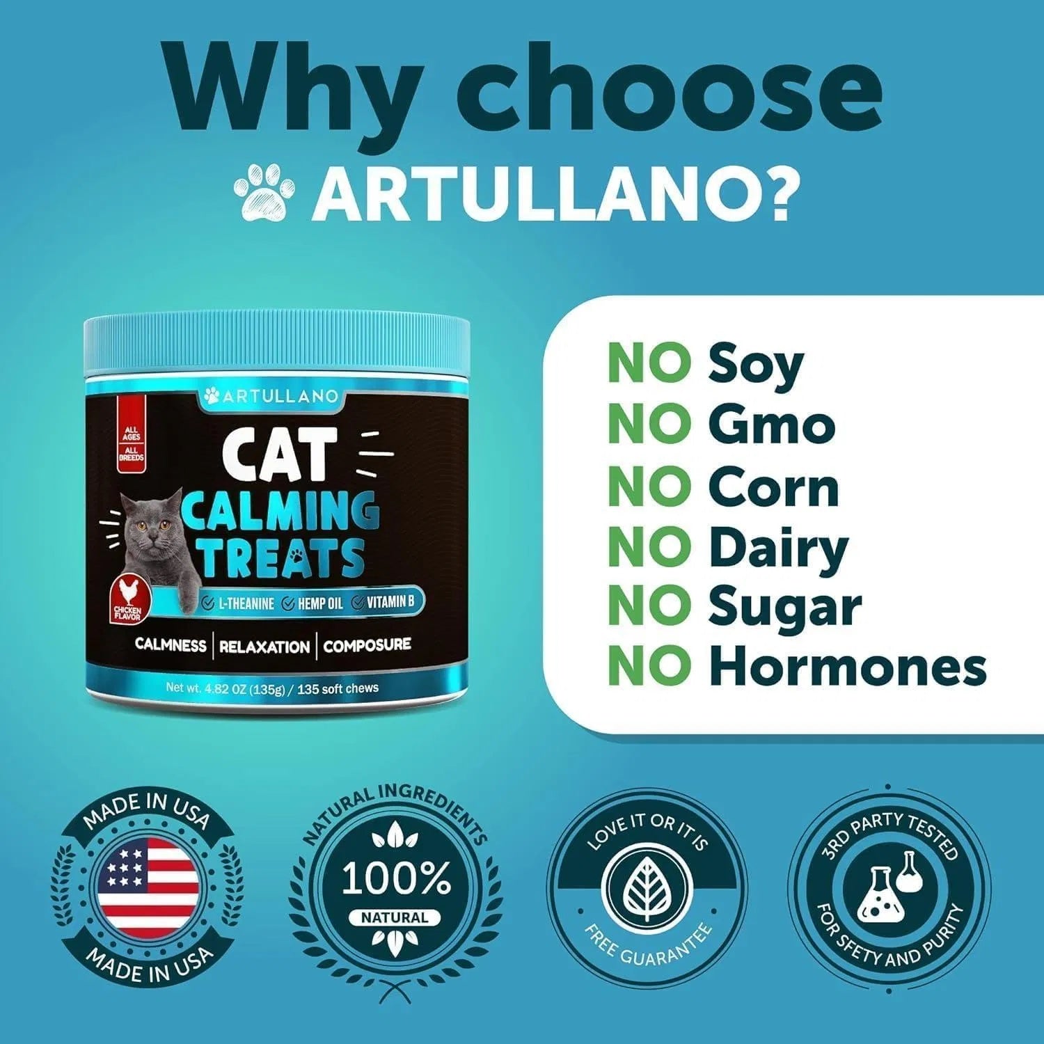 Hemp Cat Calming Treats For Stress & Anxiety Relief Cat Kittens Melatonin - Purrfect Pet Kingdom