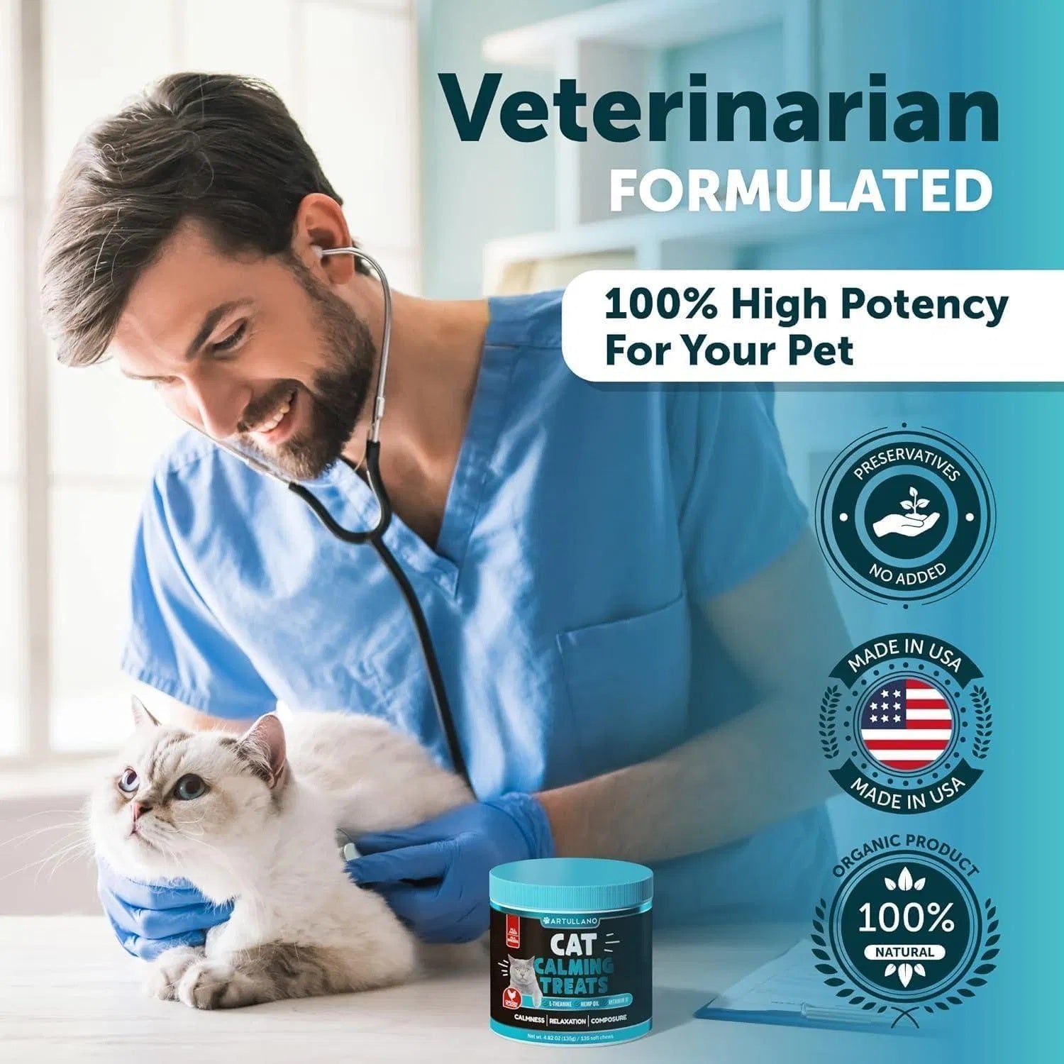 Hemp Cat Calming Treats For Stress & Anxiety Relief Cat Kittens Melatonin - Purrfect Pet Kingdom