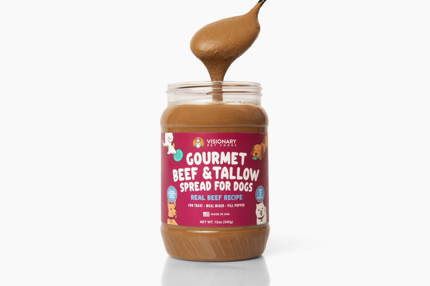 Beef and Beef Tallow Meat Spread | NEW 12oz Jar - Dog Treat - Visionary Pet Foods