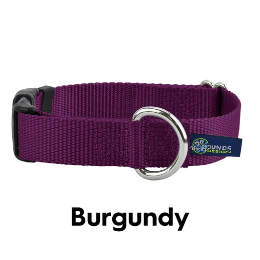 Hot Dog Collars - 5/8″ and 1″ Burgundy Nylon Dog Collar - cpb_hybrid