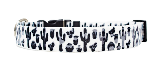 Hot Dog Collars - Black and White Cactus Dog Collar