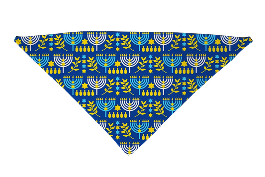 Hot Dog Collars - Bright Menorahs Dog Bandana - Collars