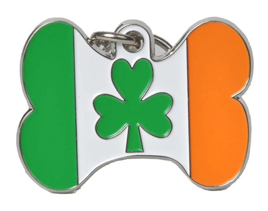 Hot Dog Collars - Irish Pride Bone Shape Dog ID Tag - With Engraving - cpb_hybrid