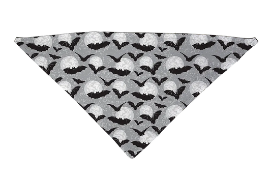 Hot Dog Collars - Moon Black and White with Bats Dog Bandana