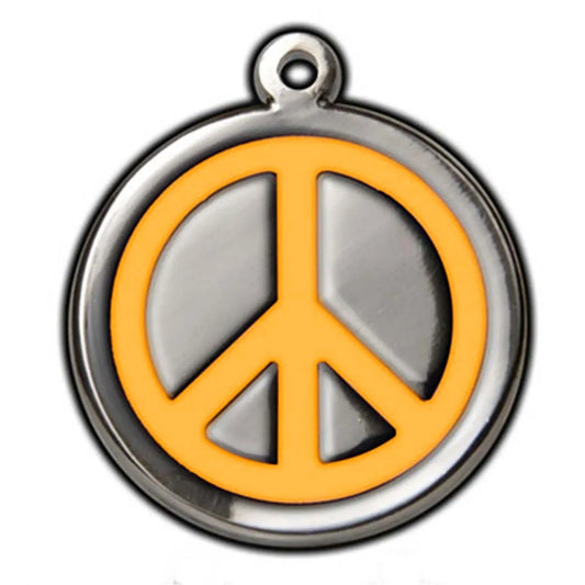 Hot Dog Collars - Orange Peace Sign Dog ID Tag - With Engraving - cpb_hybrid