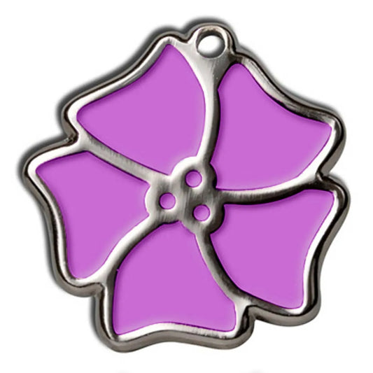 Hot Dog Collars - Purple Aloha Flower Dog ID Tag - With Engraving - cpb_hybrid