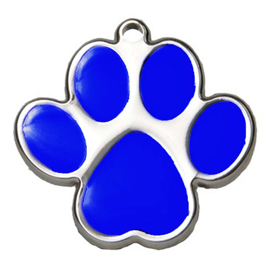 Hot Dog Collars - Royal Blue Paw Print Dog ID Tag - With Engraving - cpb_hybrid