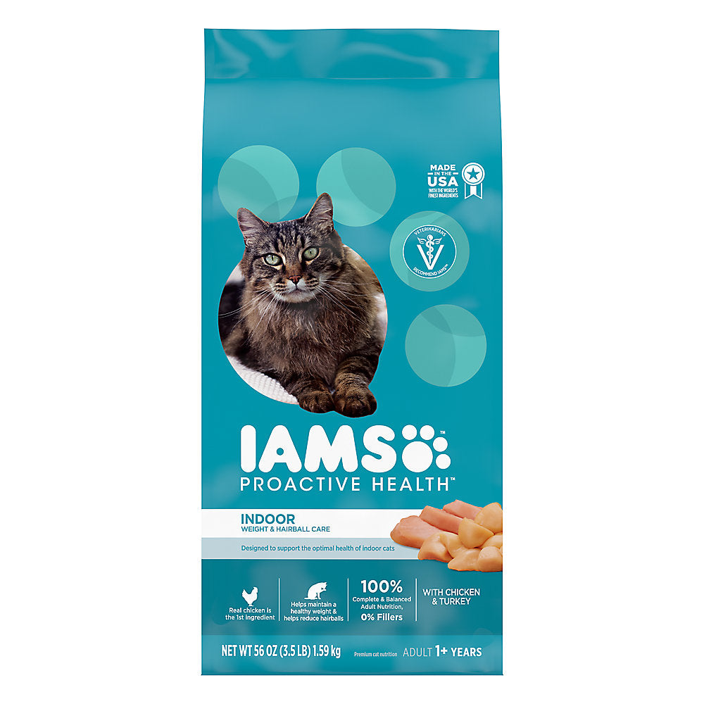 Iams Proactive Health Indoor Weight & Hairball Dry Cat Food (3.5lb) - Iams Dry Cat Food - The Family Pet