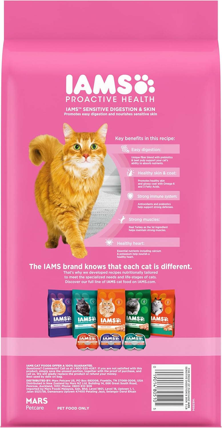 Iams Proactive Health Sensitive Digestion & Skin Turkey Dry Cat Food - Dry Cat Food - The Family Pet