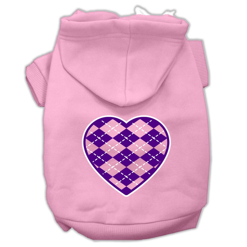 Dog Hoodie Purple Argyle Heart for Royal Style Comfort Fit