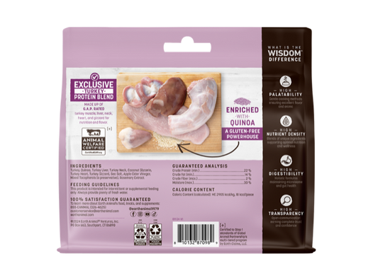 Earth Animal Wisdom Air Dried Turkey Jerky Dog Treats (4oz) - detail view