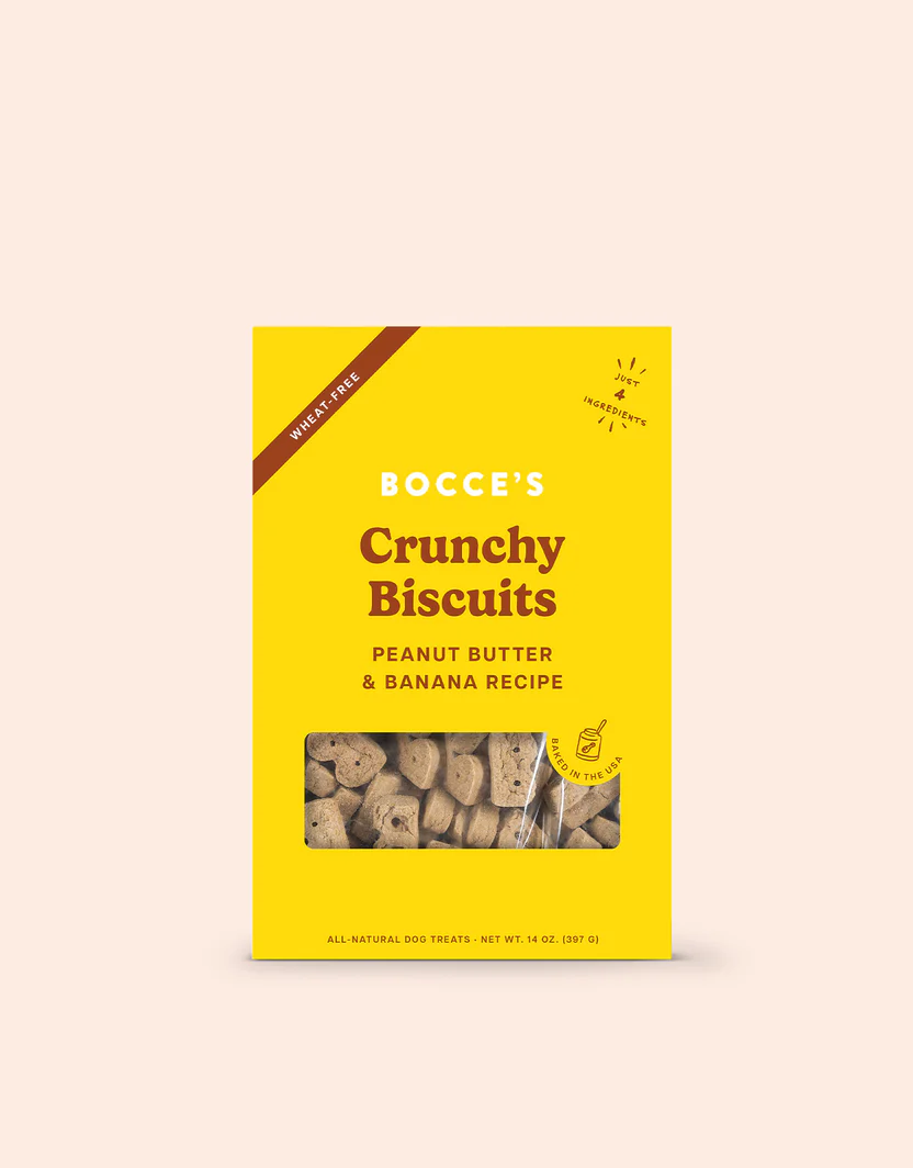 Bocce's Peanut Butter and Banana Dog Biscuits (14oz) - Bocce's Dog Treats - The Family Pet