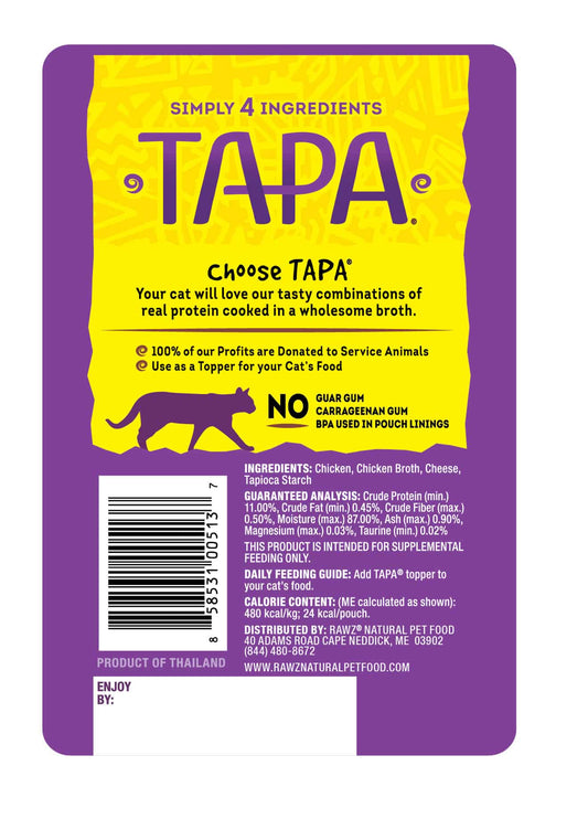 Tapa Chicken and Cheese Cat Food Toppers (1.76oz) - Cat Food Topper - The Family Pet