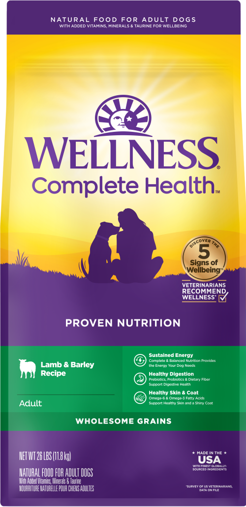 Wellness Complete Health Adult Lamb and Barley Dog Food - Wellness Dry Dog Food - The Family Pet