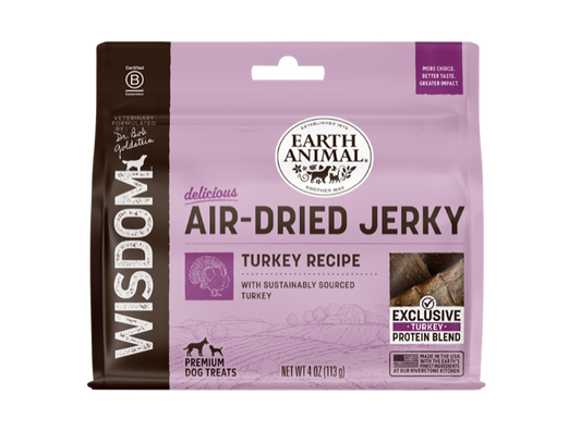 Earth Animal Wisdom Air Dried Turkey Jerky Dog Treats (4oz) - Earth Animal Dog Treats - The Family Pet