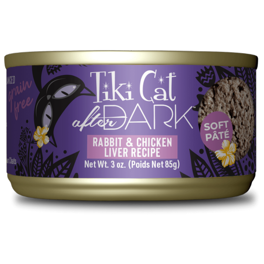 Tikicat Adult After Dark Rabbit and Chicken Liver Soft Pate (3oz) - Wet Cat Food - The Family Pet