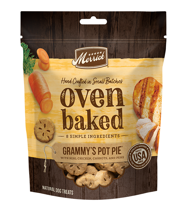 Merrick Oven Baked Chicken Grammy Pot Pie Dog treats (11oz) - Crunchy Dog Treats - The Family Pet