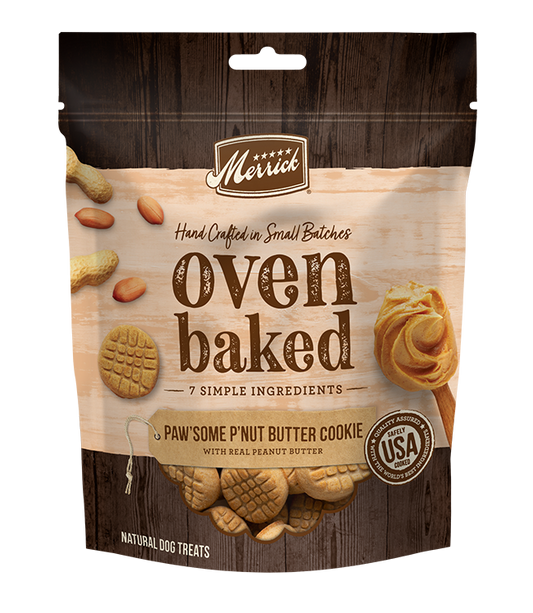 Merrick Oven Baked Paw'some Peanut Butter Dog treats (11oz) - Merrick Dog Treats - The Family Pet