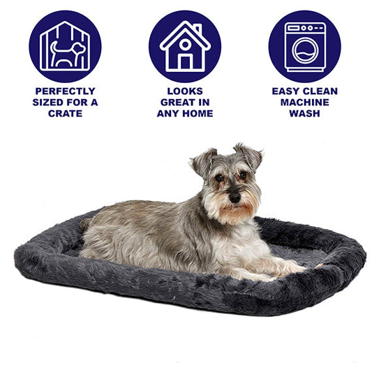 Midwest Quiettime Sheepskin Pet Bed Gray 18X17x12 Washable - detail view