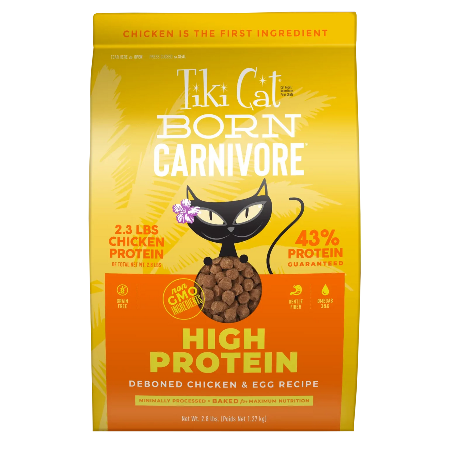 Tikicat Adult Born Carnivore Chicken and Egg Dry Kibble (2.8lb) - Tiki Cat Dry Cat Food - The Family Pet