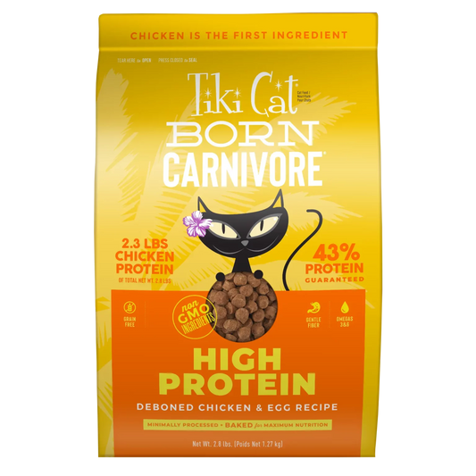Tikicat Adult Born Carnivore Chicken and Egg Dry Kibble (2.8lb) - Tiki Cat Dry Cat Food - The Family Pet