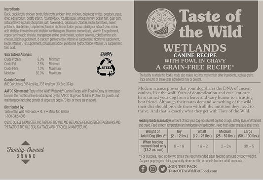 Taste of the Wild Adult Wetland Fowl Canine Food (13.2oz) - Wet Dog Food - The Family Pet