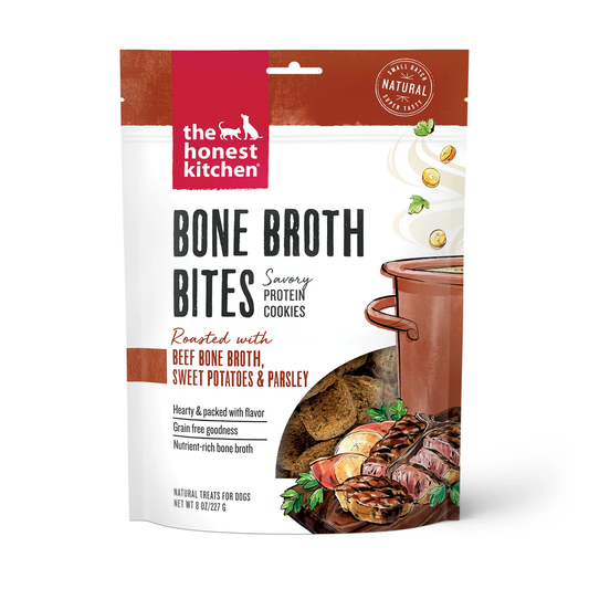 Honest Kitchen Bone Broth Bites Beef and Sweet Potato Dog Treats (8oz) - Crunchy Dog Treats - The Family Pet
