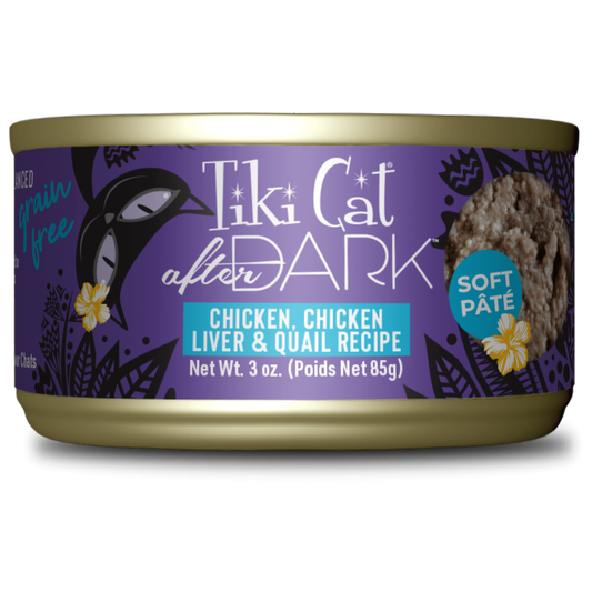 Tikicat Adult After Dark Chicken, Chicken Liver and Quail Soft Pate (3oz) - Tikicat Wet Cat Food - The Family Pet