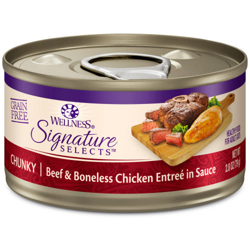 Wellness Core Adult Signature Select Chunky Beef and Chicken Entree Wet Cat Food (2.8oz) - Wet Cat Food - The Family Pet
