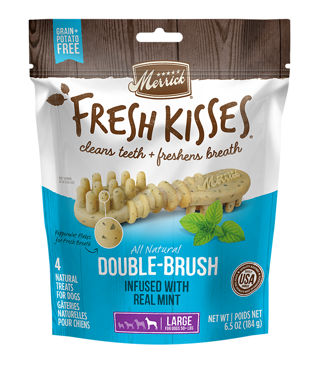 Merrick Fresh Kisses Mint Dental Treats For Large Dogs (11.5oz) (7Ct) - Dental Dog Treats - The Family Pet