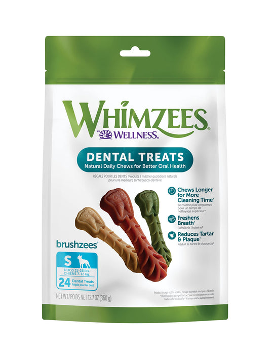 Valuebag Whimzees Brushzees Small Daily Dental Dog Treats 3.4" (12.7oz) - Dental Dog Treats - The Family Pet