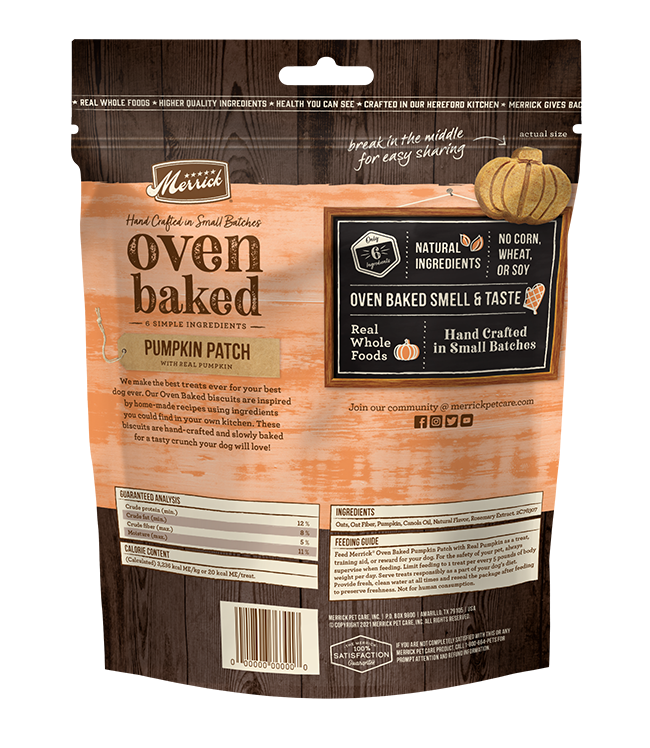 Merrick Oven Baked Pumpkin Patch Dog treats (11oz) - Merrick Dog Treats - The Family Pet