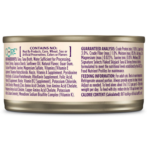 Wet Cat Food Tuna Shrimp Flaked 2.8 Oz Wellness Core ✅