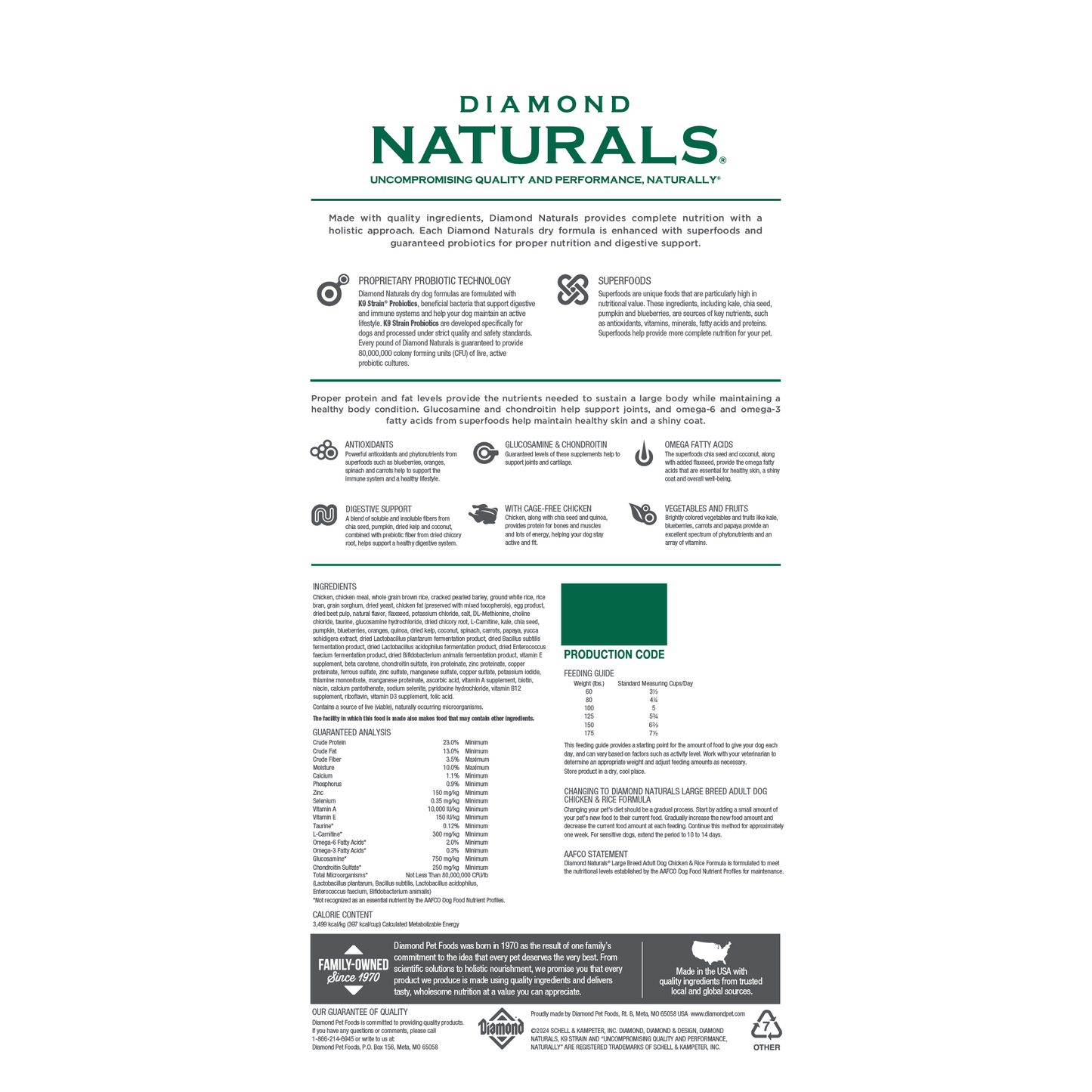 Diamond Naturals Adult Large Breed Chicken and Rice Dry Dog Food (40lb) - Dry Dog Food - The Family Pet