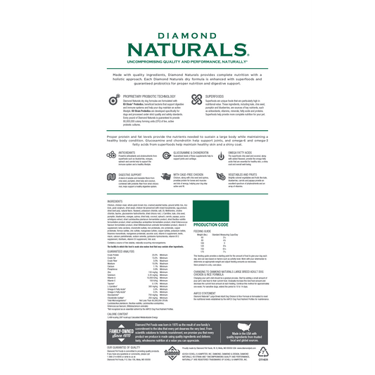 Diamond Naturals Adult Large Breed Chicken and Rice Dry Dog Food (40lb)