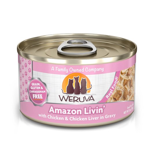 Weruva Adult Amazon Livin Chicken and Chicken Liver in Gravy Cat Food (3oz) - Weruva Wet Cat Food - The Family Pet
