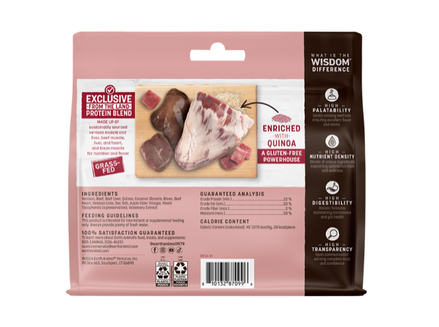 Earth Animal Wisdom Air Dried From The Land Jerky Dog Treats (4oz) - Earth Animal Dog Treats - The Family Pet