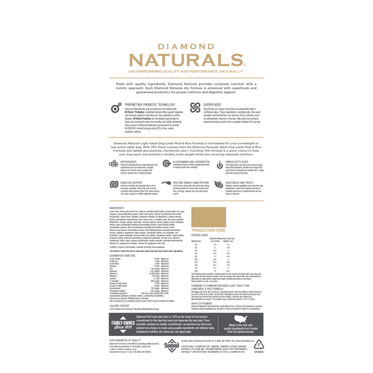 Diamond Naturals Adult Lite Lamb and Rice Dry Dog Food - Diamond Naturals Dry Dog Food - The Family Pet