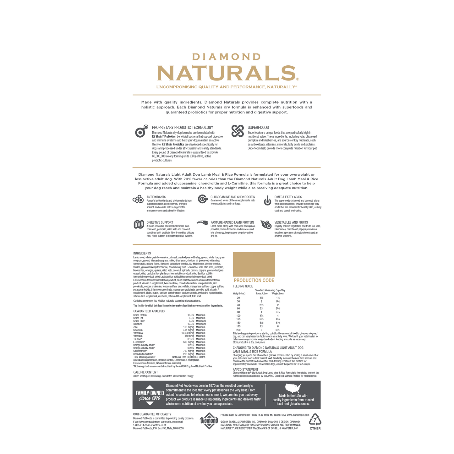 Diamond Naturals Adult Lite Lamb and Rice Dry Dog Food - Diamond Naturals Dry Dog Food - The Family Pet