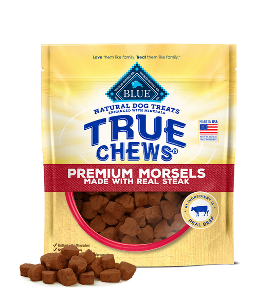 Blue Buffalo True Chews Morsels Real Steak Dog Treats (10oz) - Soft Dog Treats - The Family Pet