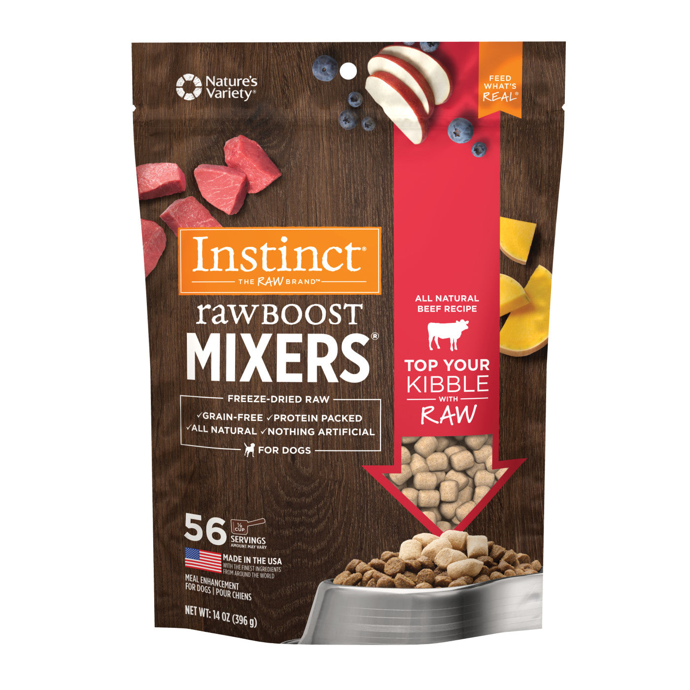Instinct All Life Stages Raw Boost Freeze Dried Beef Dog Mixers (6oz) - Instinct Dog Food Topper - The Family Pet