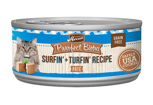 Merrick Purrfect Bistro Grain Free Adult Surf and Turf Pate Cat Food - Wet Cat Food - The Family Pet