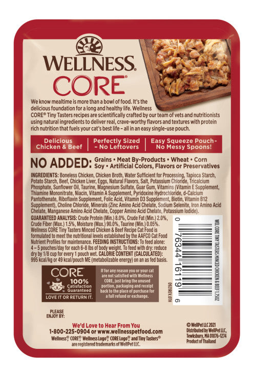 Wellness Core Adult Tiny Taster Minced Chicken and Beef Wet Cat Food (1.75oz) - Wet Cat Food - The Family Pet