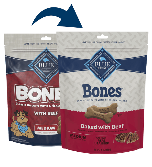 Blue Buffalo Medium Real Beef Biscuit Bones (16oz) - Blue Buffalo Dog Biscuits - The Family Pet