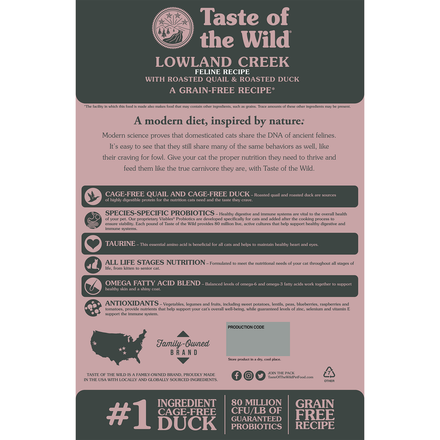 Taste of the Wild Adult Lowland Creek Quail and Duck Feline Food (5lb) - Purrfect Pet Kingdom