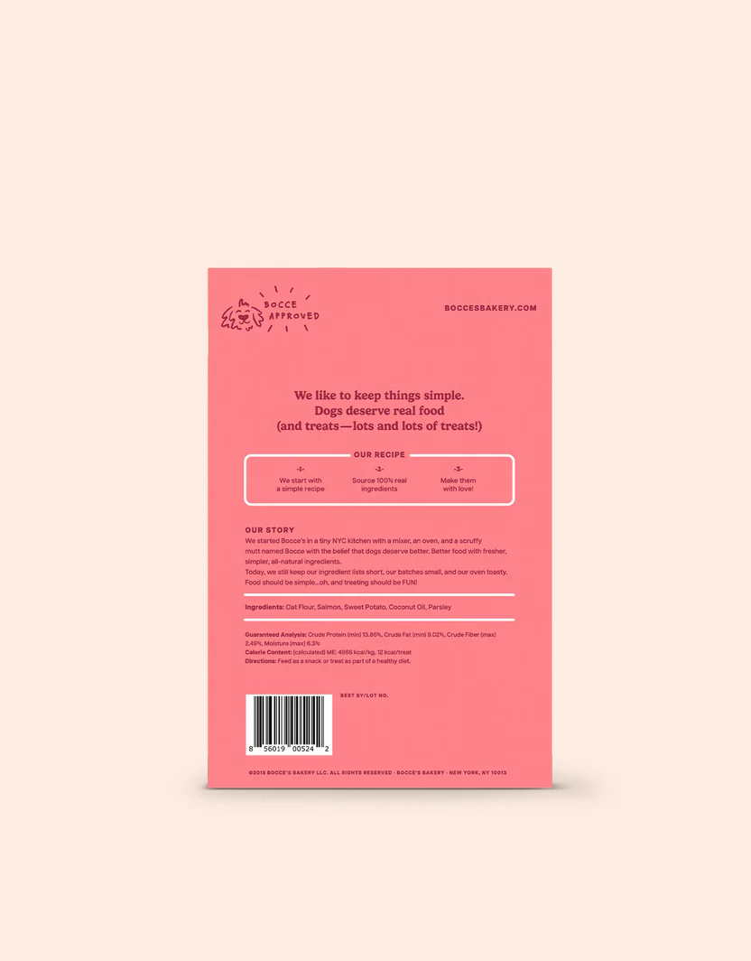 Bocce's Salmon Dog Biscuits (14oz) - Bocce's Dog Treats - The Family Pet