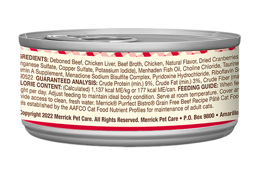 Merrick Purrfect Bistro Grain Free Adult Beef Pate Cat Food