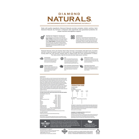Diamond Naturals Active Cat Chicken & Rice Dry Cat Food